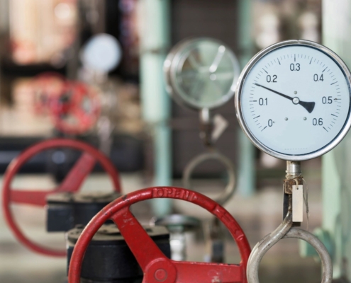 Gauges displaying water pressure.
